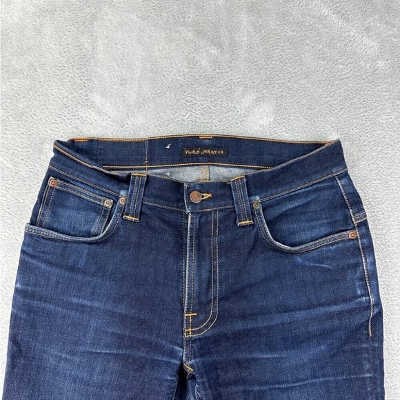 Nudie Jeans Co Dark Blue Denim thin Finn Dry Tight Pants Men’s Size 32x34 US - Picture 8 of 15